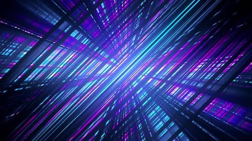 Abstract Neon Glowing Lines Grid Loop Background