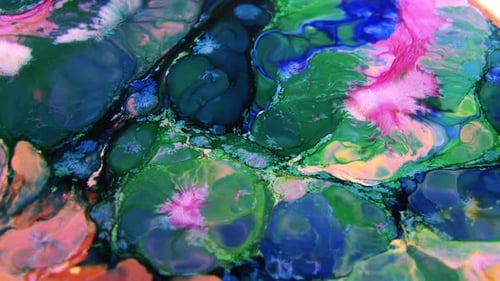 Colorful Inks Blending and Swirling Abstractly