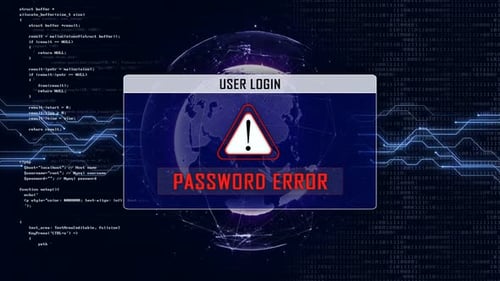 PASSWORD ERROR Text and User Login Interface