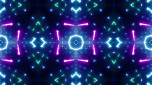 Neon Light Beam Kaleidoscope Background Loop 4K 10