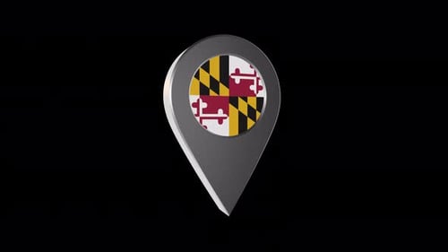 Maryland Flag 3D Location Pin Loop Animation