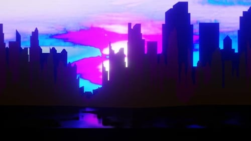 City Purple Sky Background Loop Background