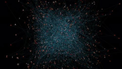 Abstract Digital Network Of Connecting Letters