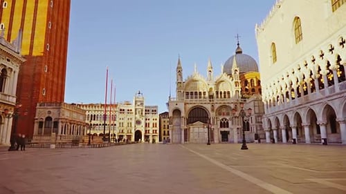 Motion Along Doge Palace To Basilica and High Campaline