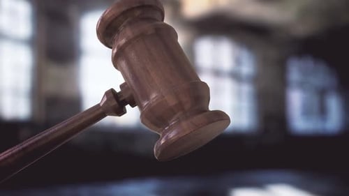 Justice Gavel Striking Sound Block 3D Animation