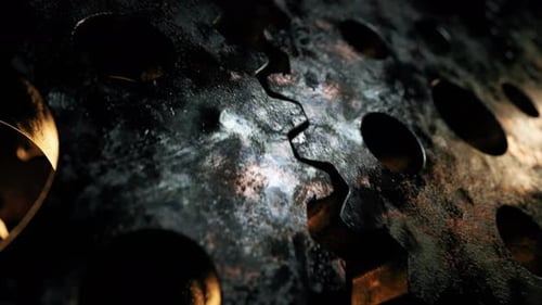 Rusty Industrial Gears Rotating Machine Animation