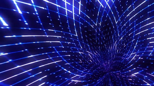 Abstract Futuristic Blue Glowing Grid Lines Tunnel Background