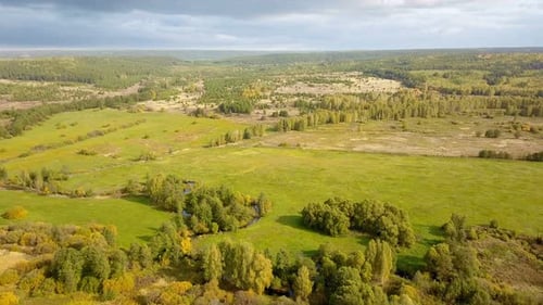 Scenic Aerial View of Verdant Rural Landscape