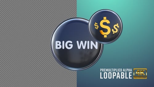 Big Win Badge Looping with Alpha Channel