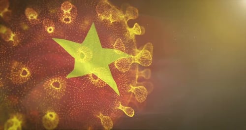 Vietnam Flag With Corona Virus Bacteria