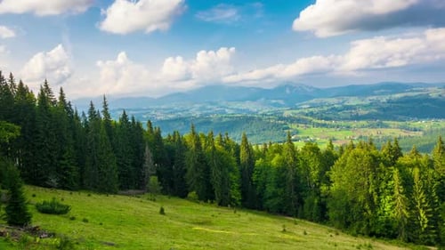 Mountain Landscape with a Fast Clouds and Shadows