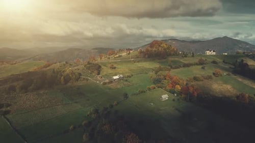 Colorful High Mountain Rural Scenery Aerial View
