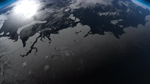 view of the globe from space at sunrise . the concept of global cooling