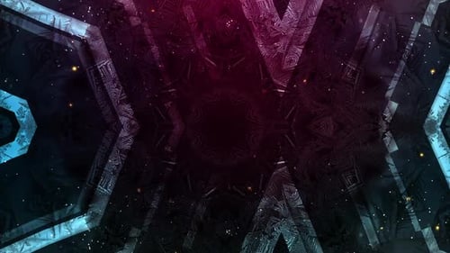 Abstract Glowing Geometric Neon Tunnel Animation Background