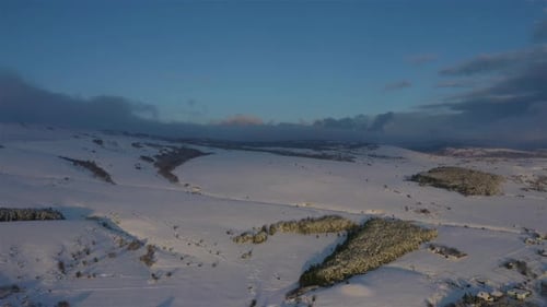4K Aerial Drone, Fly Towards The Snowy Mountain and Cloudy Sky