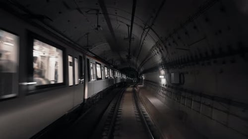 Blick auf den U-Bahn-Tunnel vom fahrenden unterirdischen
