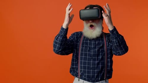 Senior Man Using Virtual Reality Headset