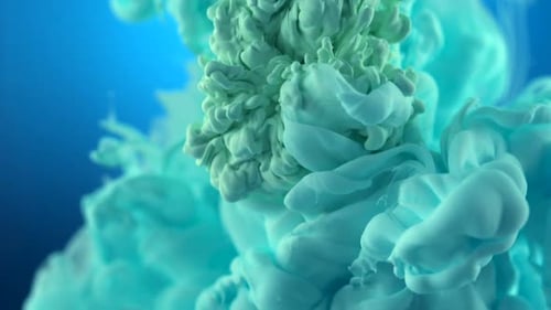 Blue and green ink in water, Slow Motion