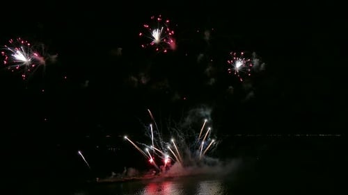 Aerial View of Fireworks Spectacular at Night