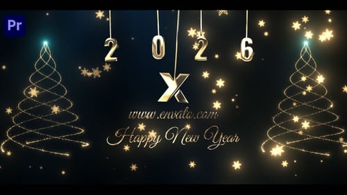 Elegant Golden Sparkling New Year Christmas Logo Opener
