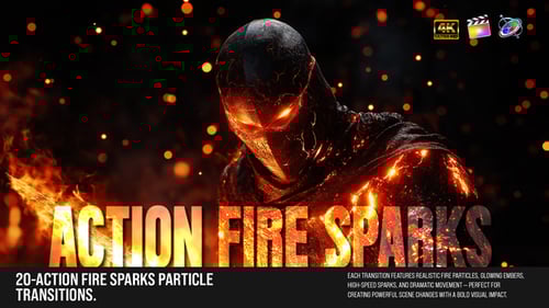 20 Fire Sparks Transitions – Cinematic Frame & Fast Motion FX For FCPX