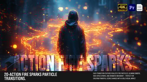 Dynamic Fire Sparks Video Transitions