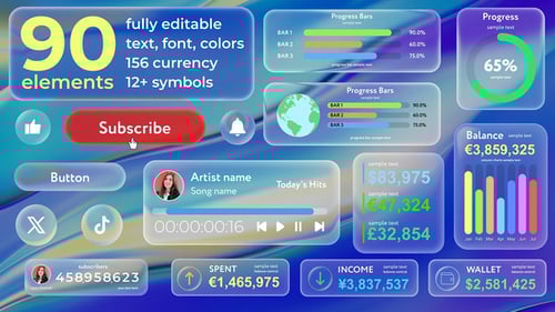 Liquid Glass Widgets Pack I MOGRT