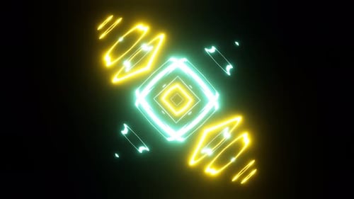 Figura abstrata pulsante brilhante de néon multicolorida