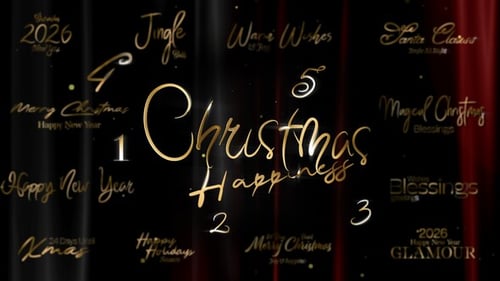 Christmas and New Year Typography Blessings, Golden Glamour Title Cards