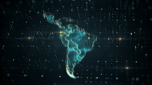 Futuristic Digital Map Animation of South America