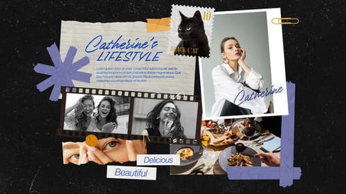 Scrapbook Photo Collage Video Template with Torn Paper Aesthetic