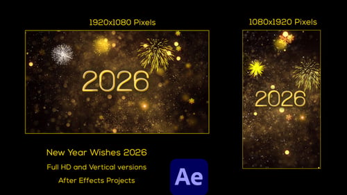 Sparkling New Year Greeting with Golden Text and Fireworks