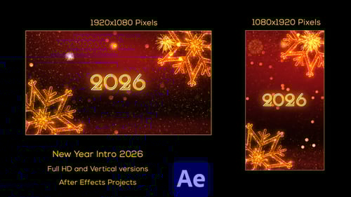 Golden Glowing New Year 2026 Celebration with Animated Snowflakes