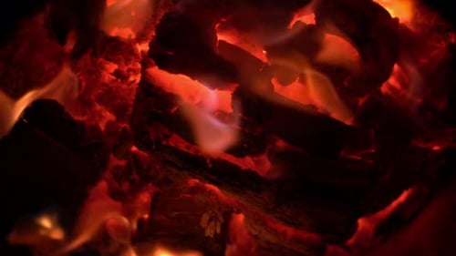 Close Up Of Red Fire Wood Flames 2
