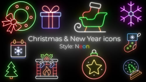 Christmas Neon Icons Pack - Glowing Holiday
