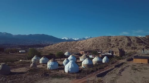 Yurts In Traditional Kyrgyz Style, Issyk Kul Lake