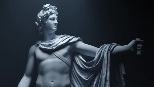 Dramatic Light Shifting on Classical Marble Statue