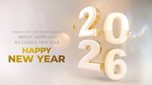 Elegant 3D Golden New Year Greeting with Animated Text