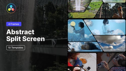 Abstract Split Screen - 4 Frames for DaVinci Resolve