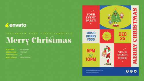 Christmas Instagram Post Portrait – Creative After Effects Video Template