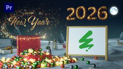 Festive New Year 3D Logo Reveal with Shiny Ornaments