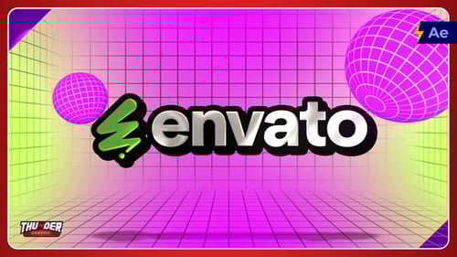 Neon Glitch Logo Reveal with Dynamic 3D Shapes