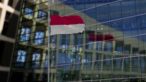 Realistic Waving National Flag Against Modern Building