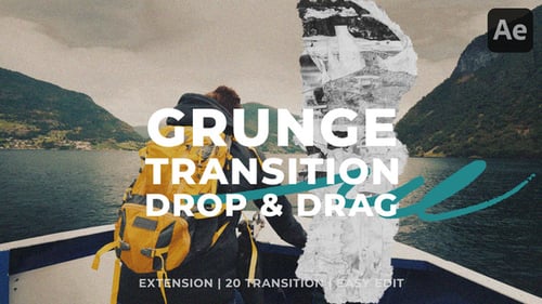 Dynamic Grunge Paper Glitch Video Transitions