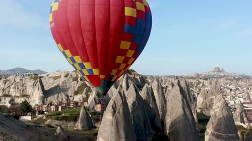 Hot Air Balloon Soaring Over Cappadocia Turkey