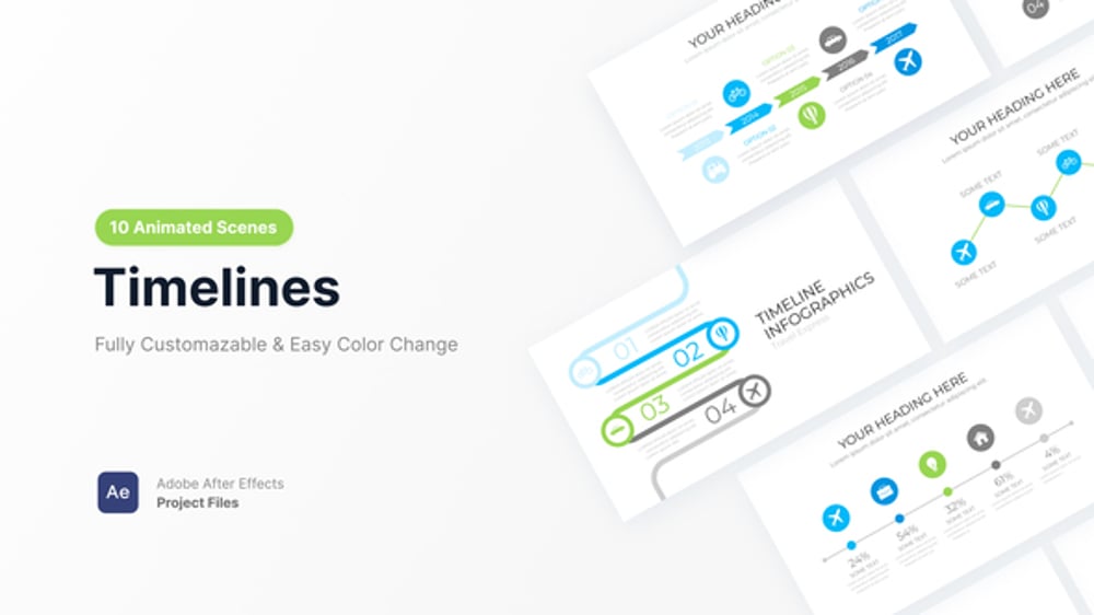 Animated Timeline Infographics for Project Milestones and Data ...
