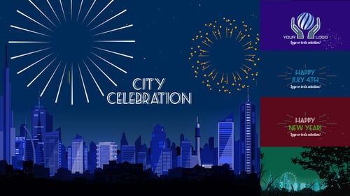 City Event Celebration Logo - New Years Eve - Diwali - July 4th - Eid