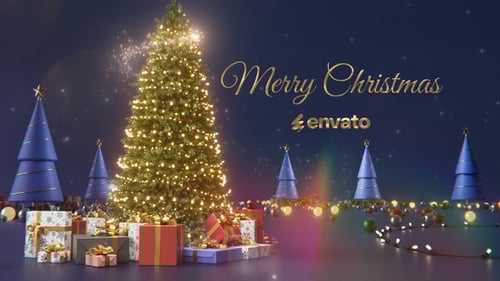 Elegant Christmas Greeting Intro with Festive Trees and Sparkling Lights