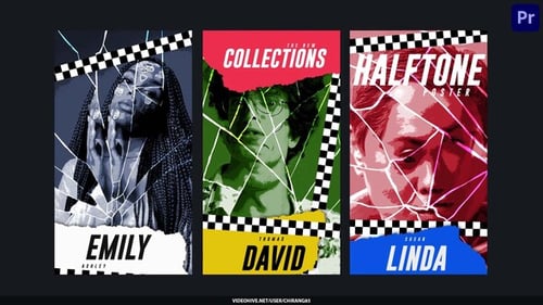 Edgy Distorted Halftone Poster Story Template with Broken Glass Effect