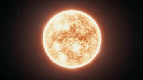 Zoom lento em direção ao sol que brilha quente - disparo médio